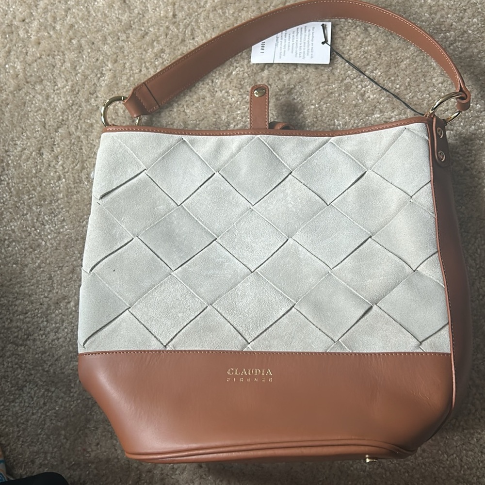 CLAUDIA Firenze ivory Brown Women's Bag made in Italy NWT